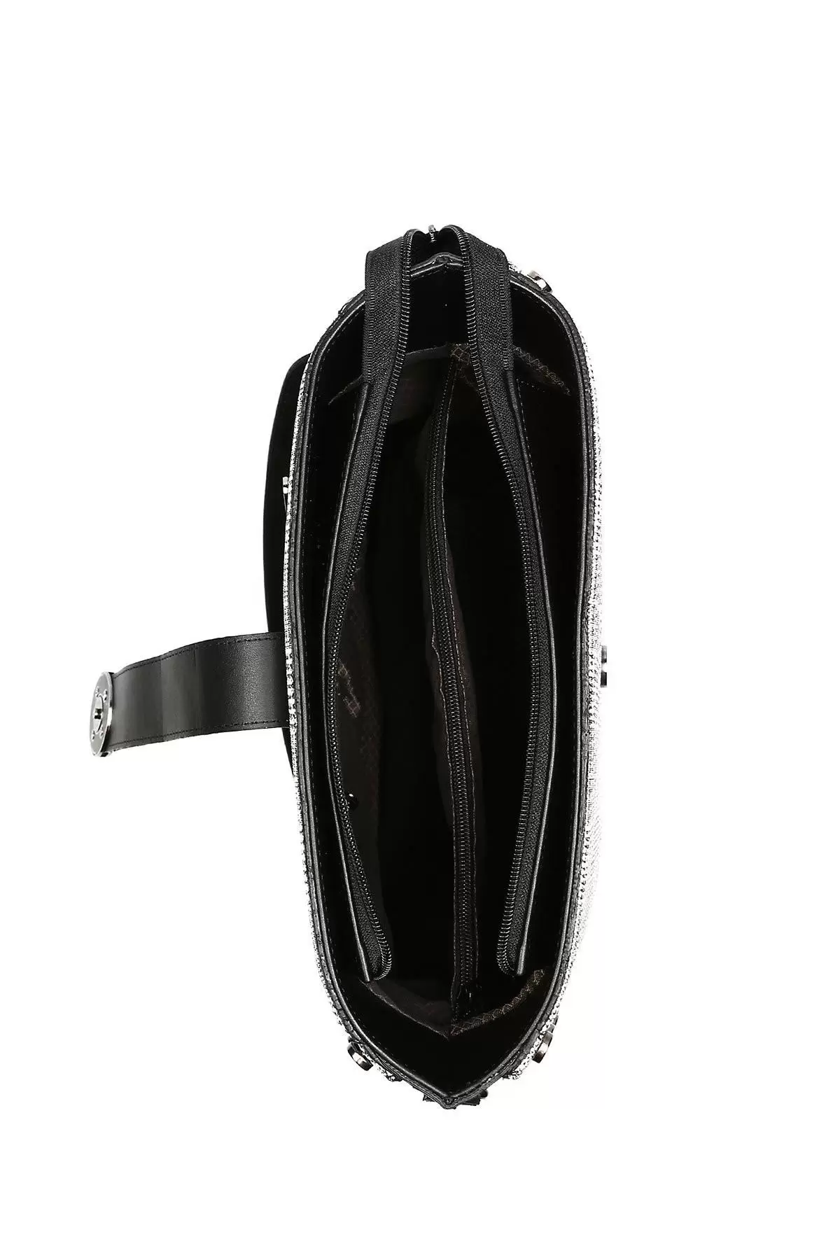 Askılı Önden Tokalı ve Düğme Çakımlı Gri Ekose Tote Çanta