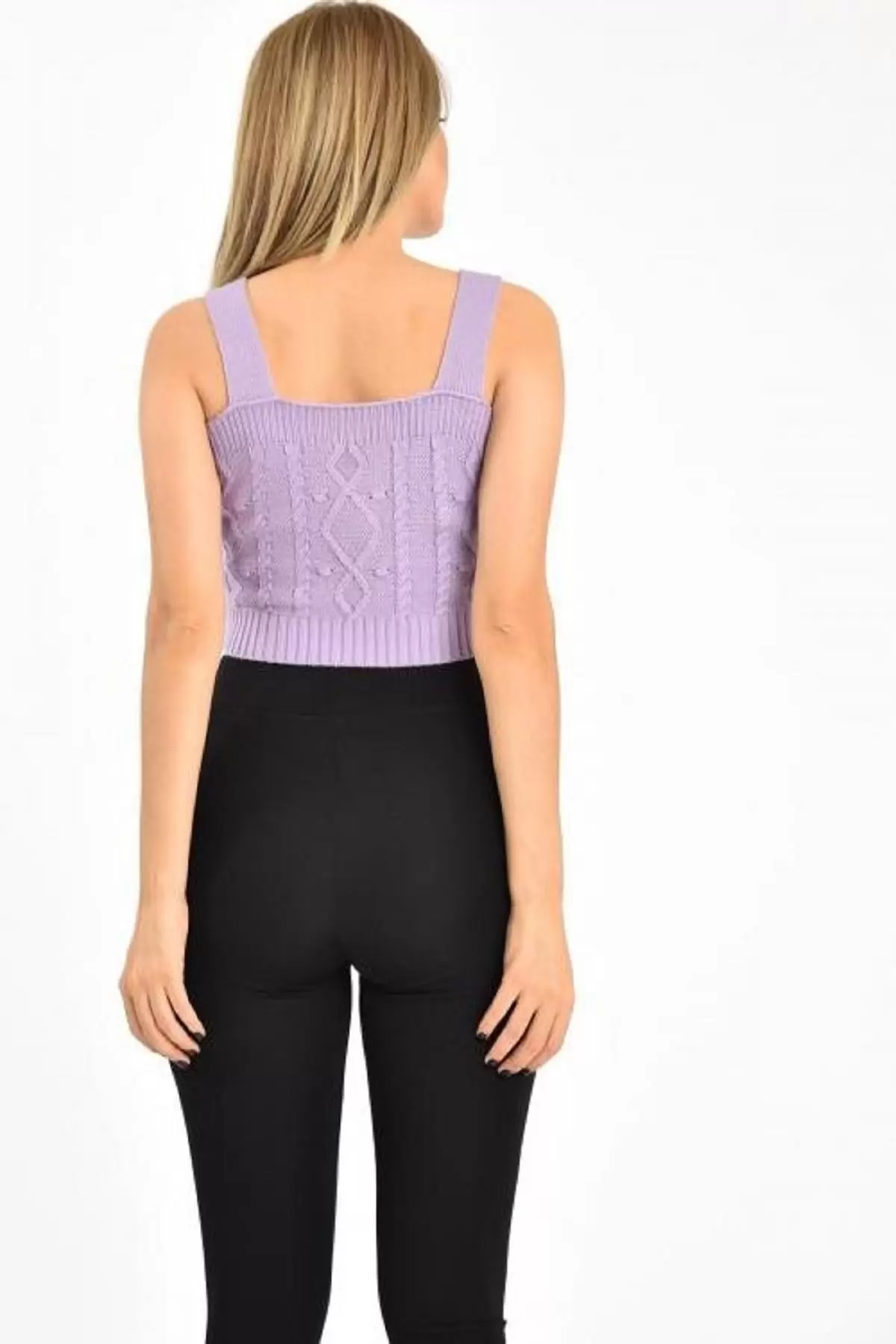 Askılı ve Nakış Detaylı Lila Kadın Triko Büstiyer