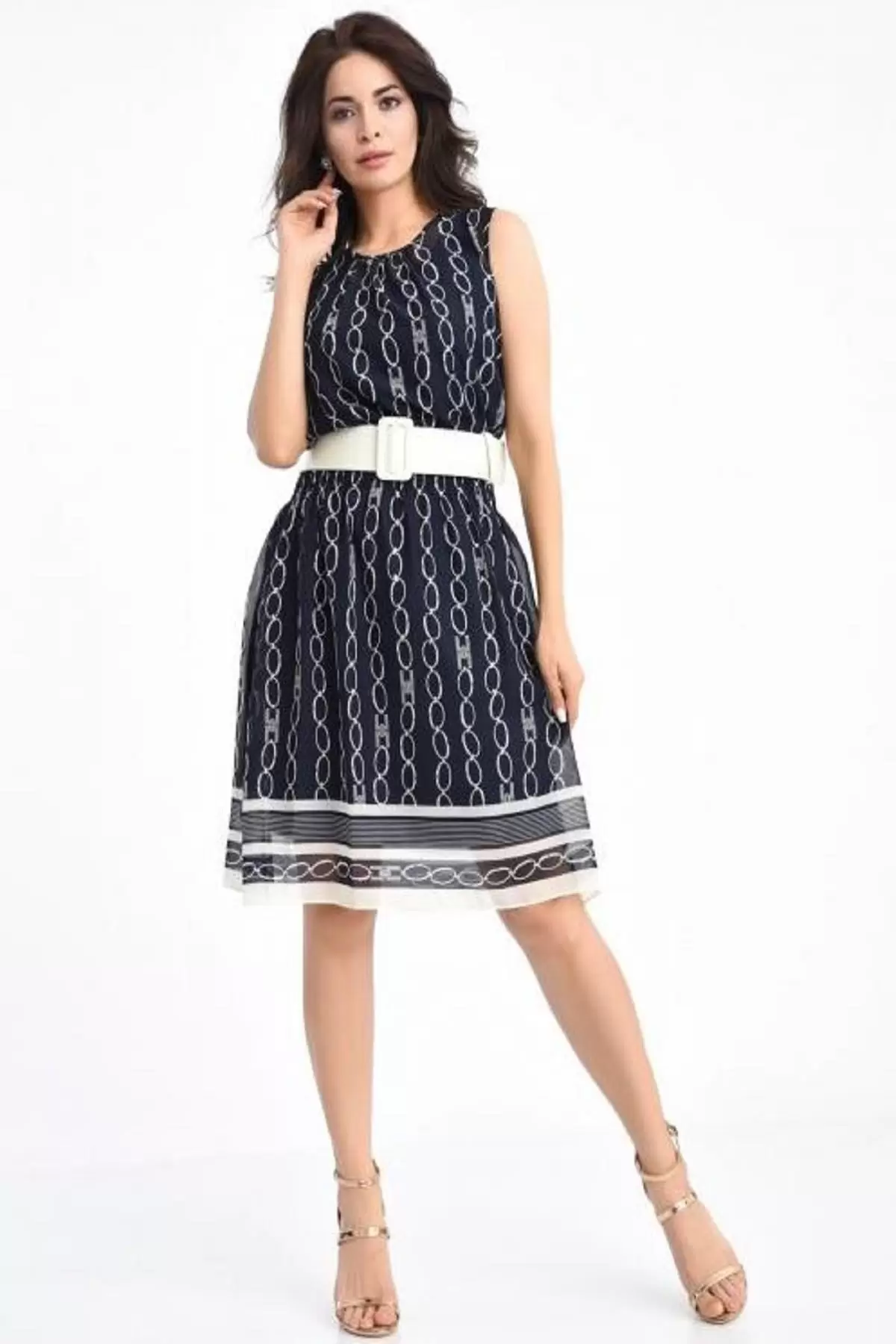 Bisiklet Yaka Kolsuz ve Kemerli Siyah Kadın Elbise