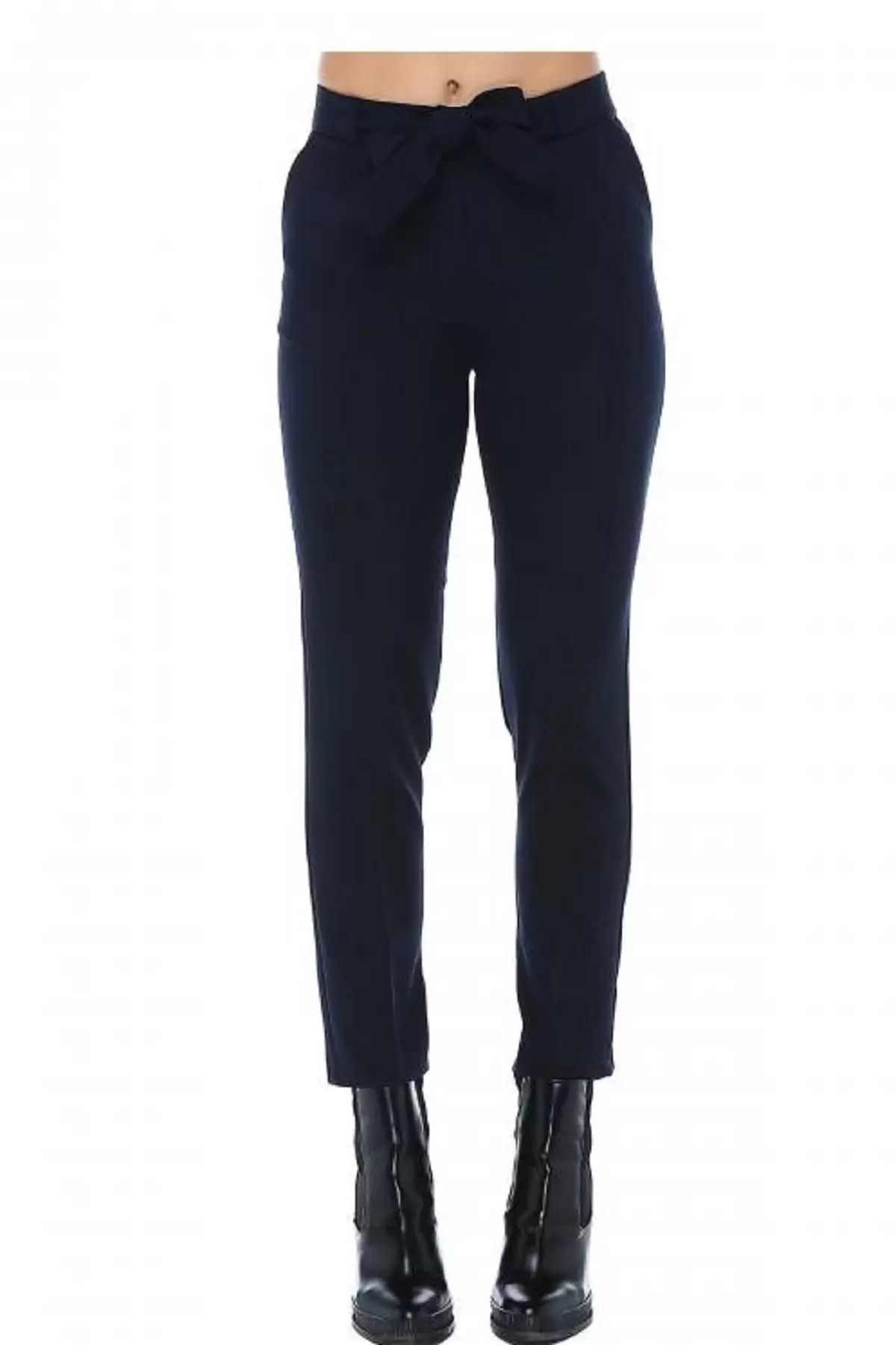 Kuşaklı Lacivert Bilek Kadın Pantolon