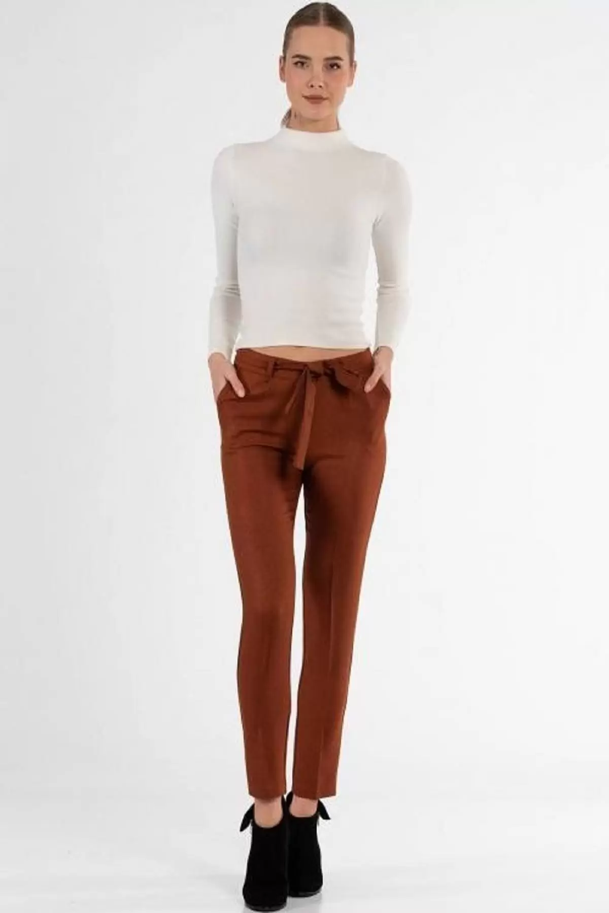 Kuşaklı Tarçın Bilek Kadın Pantolon