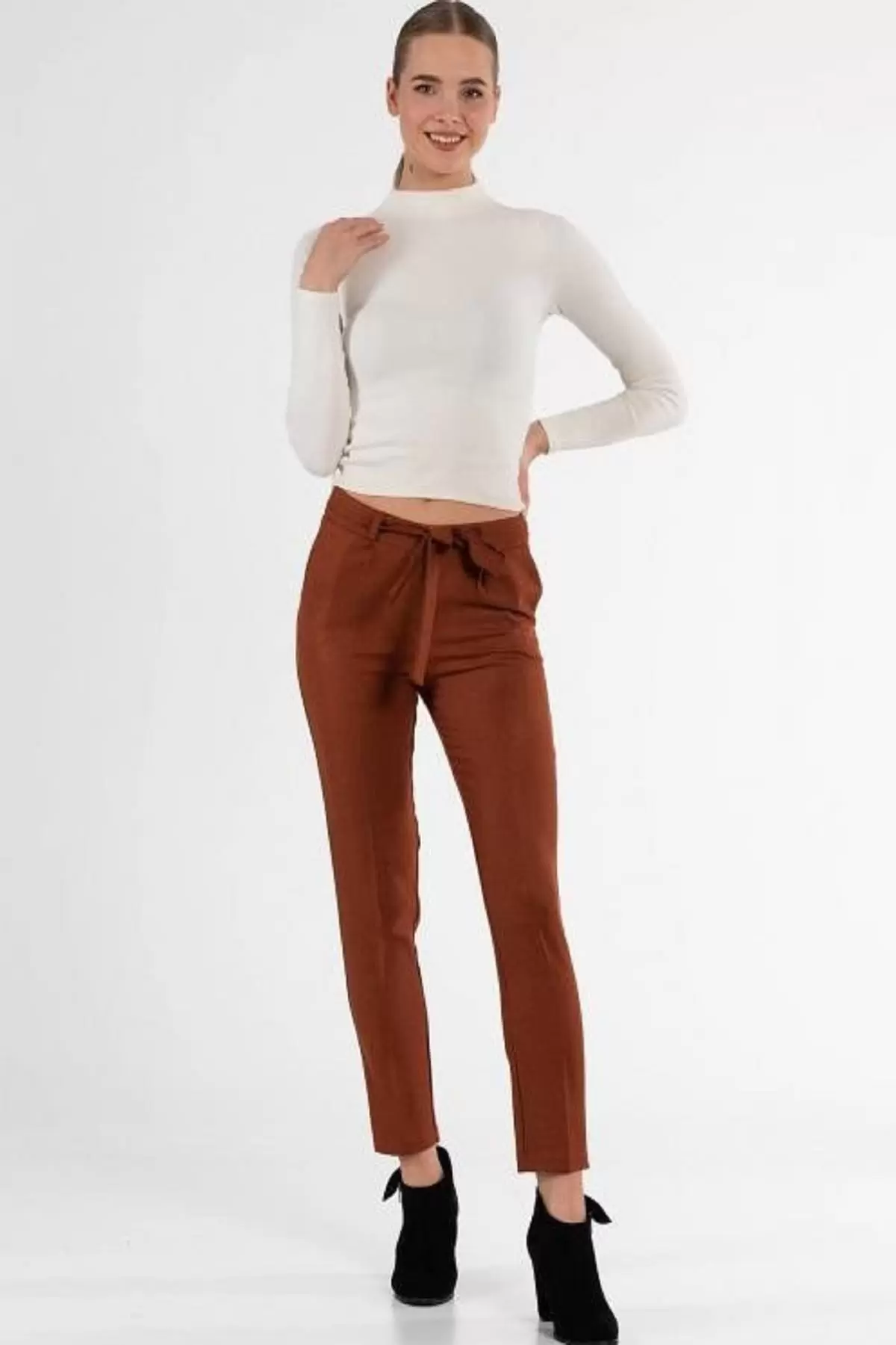 Kuşaklı Tarçın Bilek Kadın Pantolon