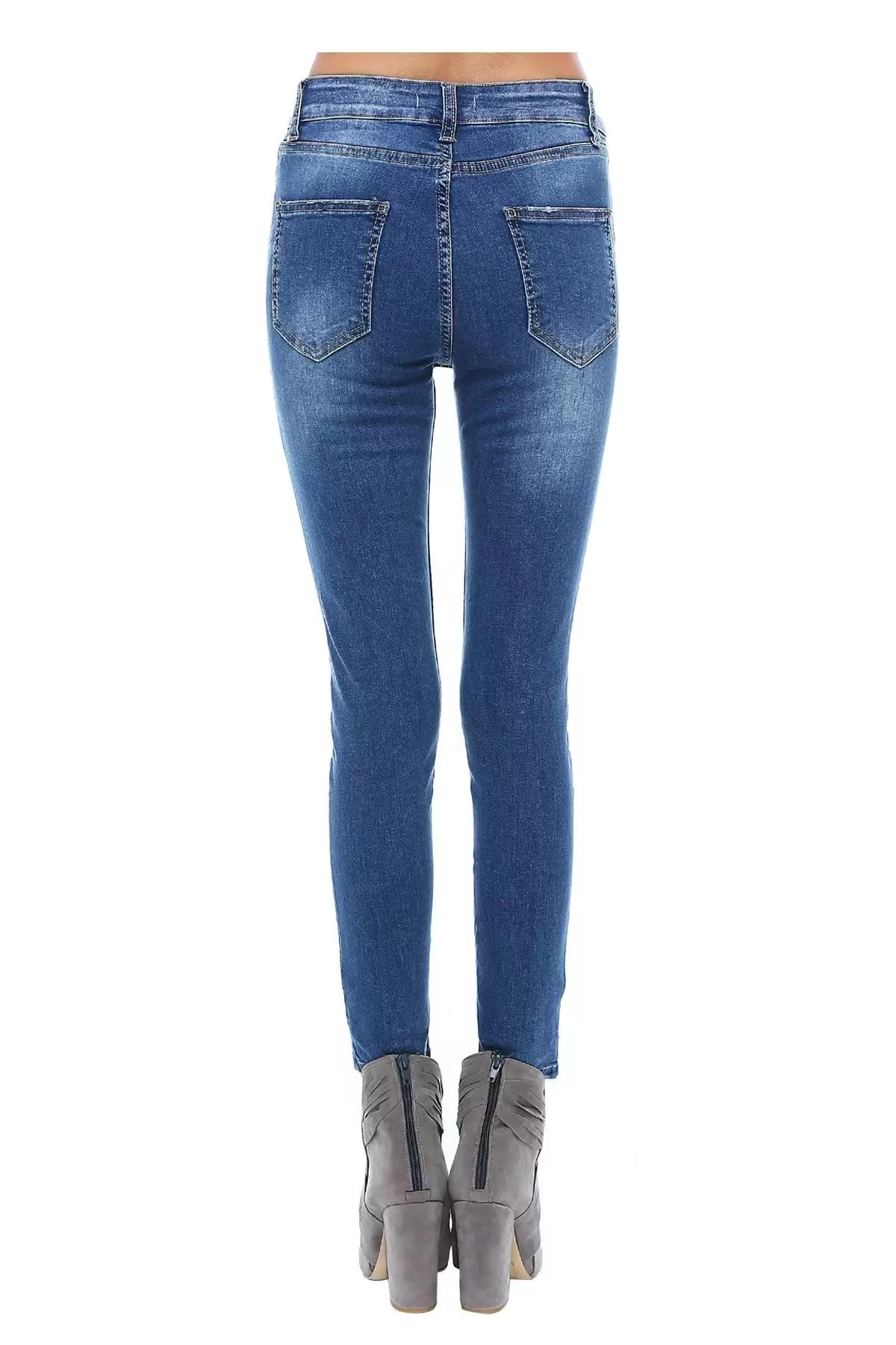 Mavi Eskitmeli Kadın Denim Pantolon