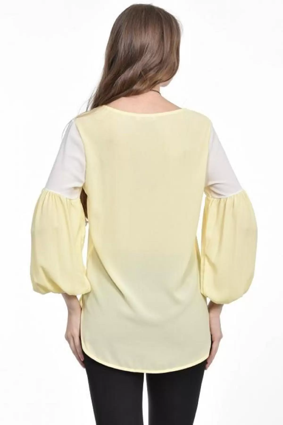 Takı Detaylı Uzun Kollu Sarı Kadın Bluz