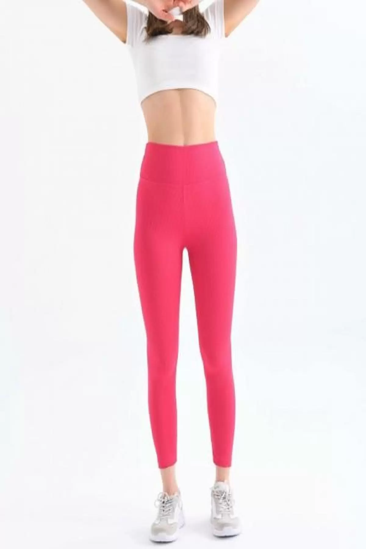 Yüksel Bel Toparlayıcı Fitilli Kadın Fuşya Tayt