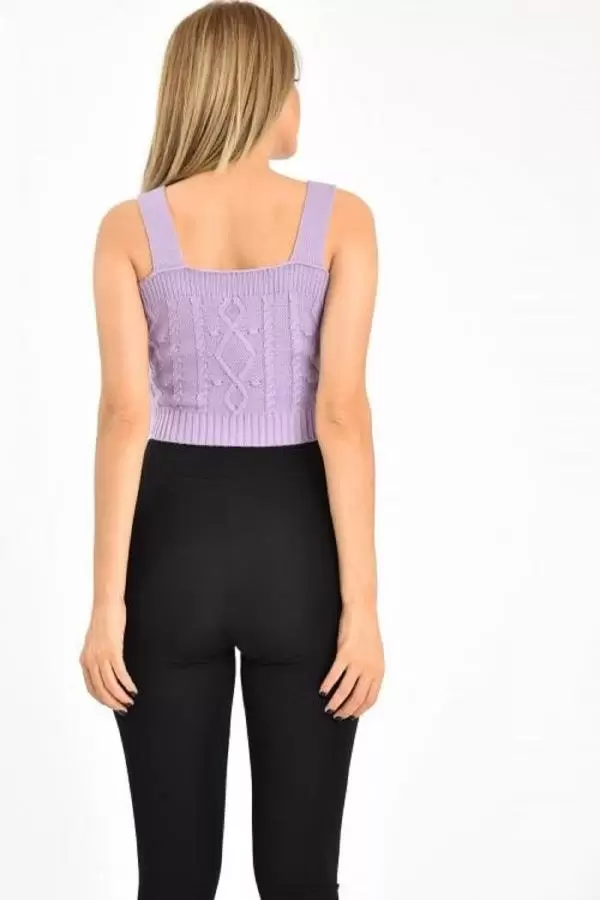 Askılı ve Nakış Detaylı Lila Kadın Triko Büstiyer