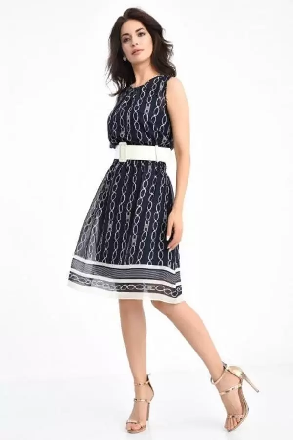 Bisiklet Yaka Kolsuz ve Kemerli Siyah Kadın Elbise