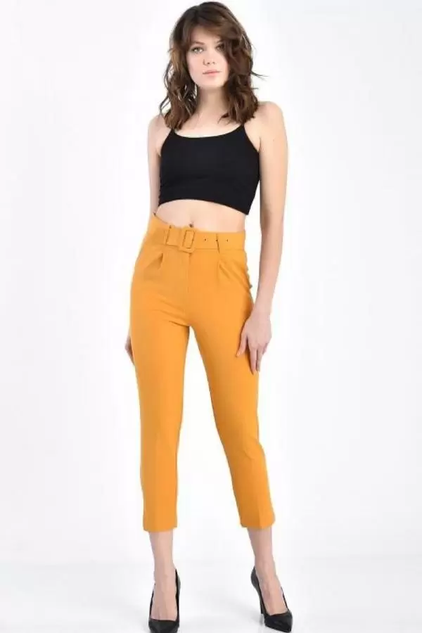 Kemerli Hardal Bilek Kadın Pantolon