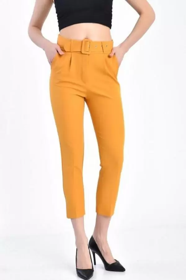 Kemerli Hardal Bilek Kadın Pantolon