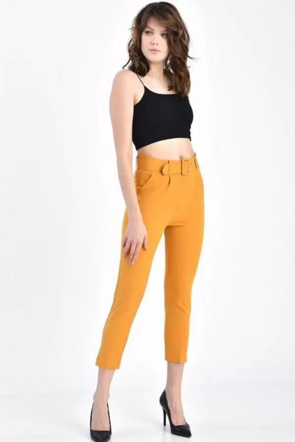 Kemerli Hardal Bilek Kadın Pantolon