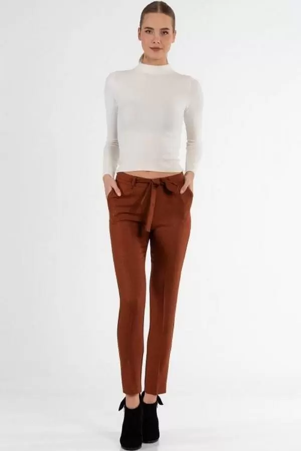 Kuşaklı Tarçın Bilek Kadın Pantolon